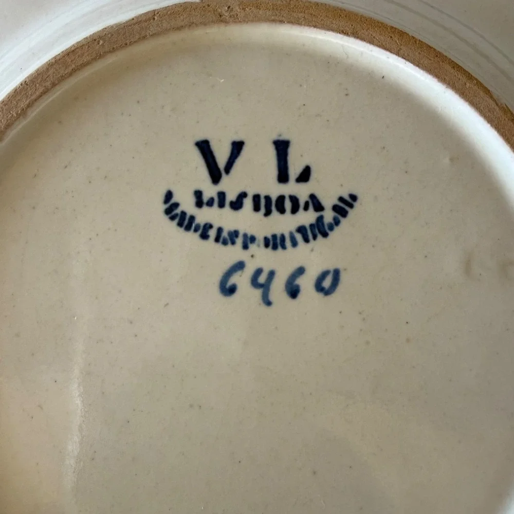 6pc Vintage VL Lisboa Portugal Faience Salad Plates Set of 6 Folk Art 6460
